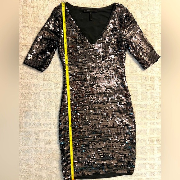 BCBGMaxAzria Black Sequin Bodycon Midi Dress - Picture 4 of 15